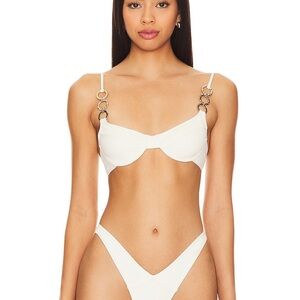 Camila Coelho Giselle Top Ivory with Gold Ring Accents